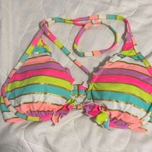 Colorful Striped Bikini Top